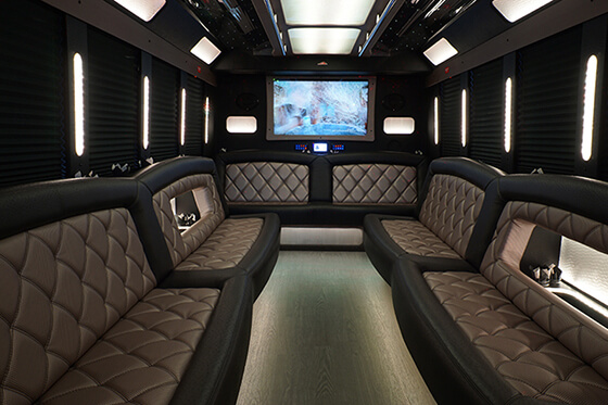 Party bus rental Bend interior